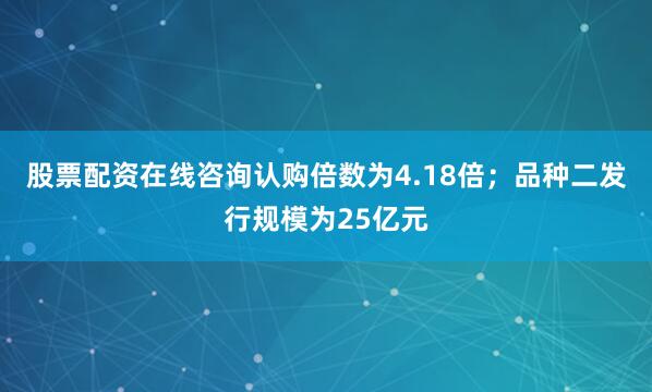 股票配资在线咨询认购倍数为4.18倍；品种二发行规模为25亿元